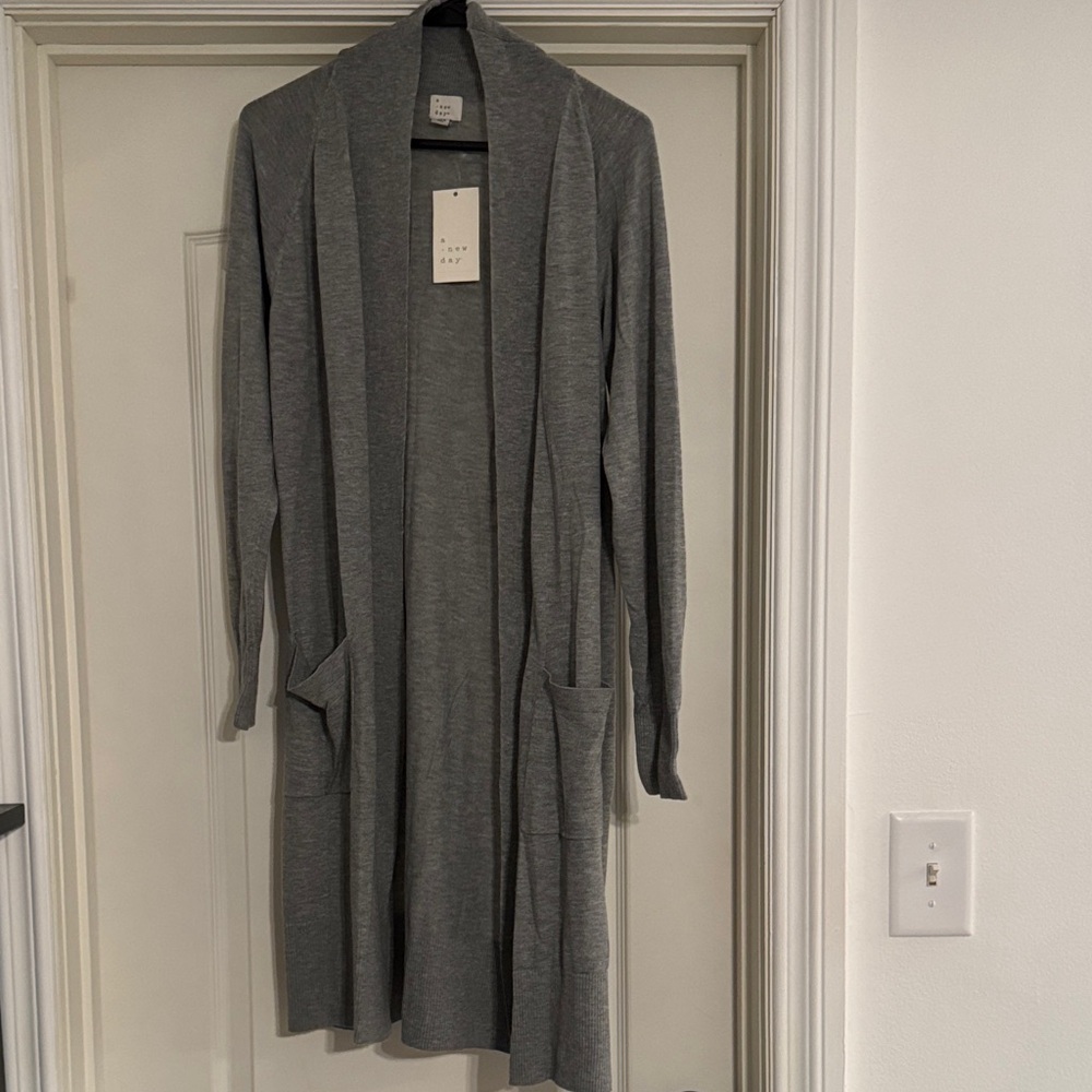 A New Day Heather Gray Open Cardigan